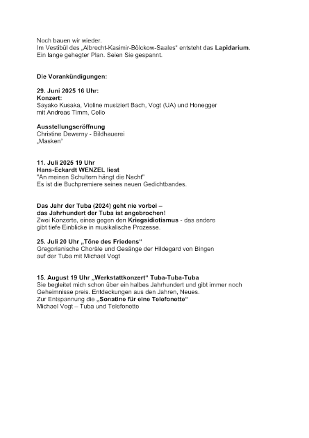 Vorankündigungen